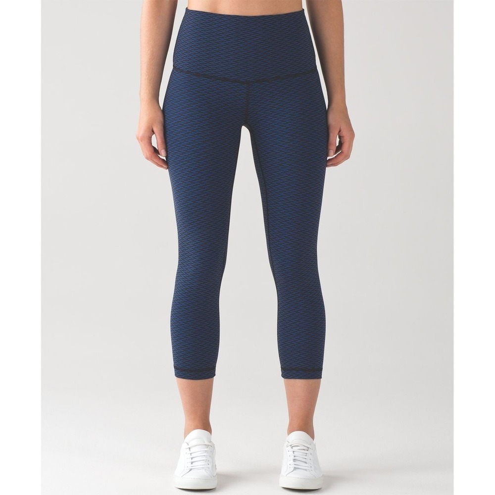 Lululemon Blue Black Static Crop Leggings Size 4